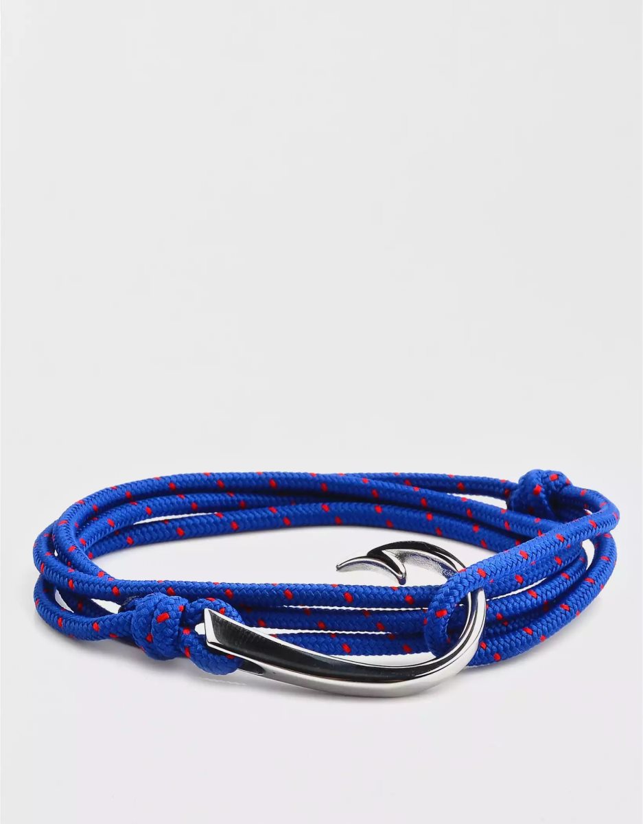 Bijoux American Eagle Stainless Steel Anchor Clasp Wrap Bracelet Bleu Homme | JUC-69827941